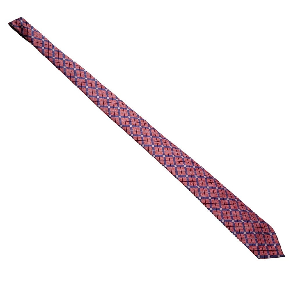 Perry Ellis Portfolio Red Purple Plaid Mens Necktie 100% Polyester - Picture 2 of 11